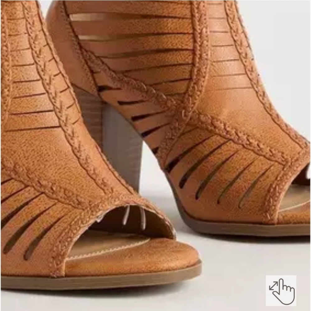 Torrid Tan Cutout Heeled Boots Back Zip Size 11.5 WW - Picture 6 of 7